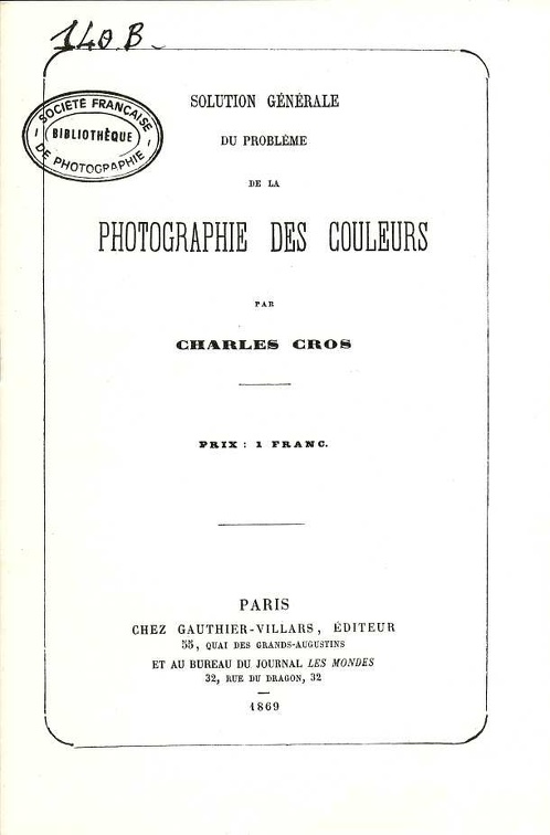 La photographie des couleursCharles Cros(BIB0615)