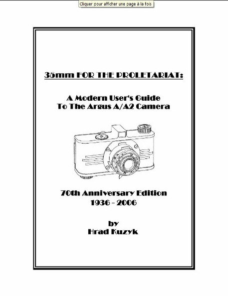 A modern User's guide to the Argus A/A2 camera (éd. 2)Hrad Kruzyk(BIB0747)