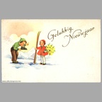 Enfants au ski « Gelukkig Nieuwjaar »(CAP2033)