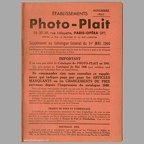 Supplément au catalogue du 1er mai 1940 (Photo-Plait) - 1941(CAT0495)