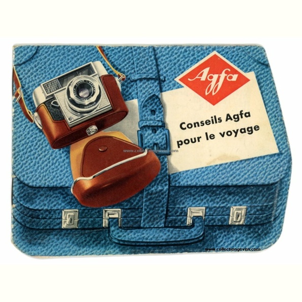Cette brochure d'Agfa donne quelques conseils pour la prise de vue et présente plusieurs appareils.
Marque : AGFA
Date : c. 1966
Pays : AllemagneLangue : français
Référence : Fr. 66-632 / 1400 / 26
Format : 155 x 116 mmPoids : 15 g
Pages : 16
Table des matières : Appareils décrits :
- Silette I.
- Isoly.
- Optima.
Autres matériels :
- Caméra Movex Automatic.
- Flash Agfalux.
- Jumelles 8 x 30.
Pages du catalogue : -
Commentaires : -
Liens web : -
N° inventaire : CAT0567_01
CAT0567_01.jpg