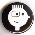 Badge : Lomography, tête N&B avec un appareil(GAD0869)