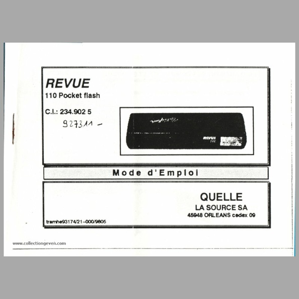 Notice : Revue 110 Pocketflash (Foto-Quelle)(français)(MAN0681)