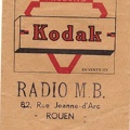 Pochette : Kodak<br />(Radio M. B.)<br />(NOT0307)