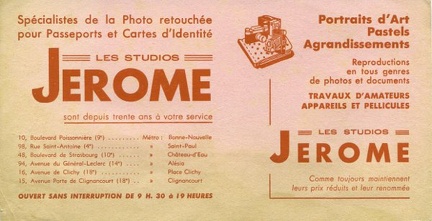 Buvard : Les Studios Jérôme(NOT0361)