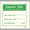 Étiquette de renvoi d'un film à Imperial<br />(NOT0685)