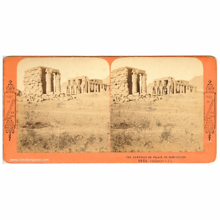 2899 - Vue générale du palais de Ramesseïon (Thèbes) (~ 1870)(VUD0009)