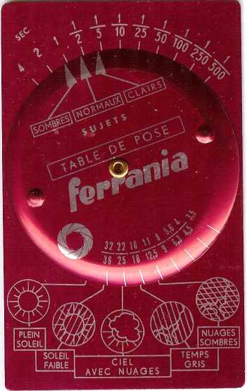 Calculateur de pose (Ferrania)(ACC0221)