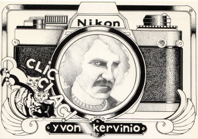 Clic-Clac Yvon Kervinio, réflex Nikon
CAP0763
-
Pub photo: Nikon
Texte recto: ?
Texte verso: ?
Vue recto: ?
Date: -1986
Pays: France
Editeur / imprimeur: Art Média
Type: ?
Fête: -
Dos: ?
Ecrite: ?; Timbre: ?; Date d'oblitération / lieu: ?
Forme: ?
Format: 150x105mm
Appareil présenté: ?
Référence: -
Commentaires:
CAP0763.jpg