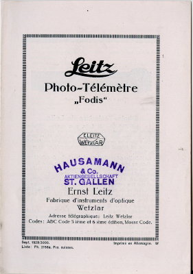 Photo-Télémètre Fodis (Leitz) - 1928(CAT0114)