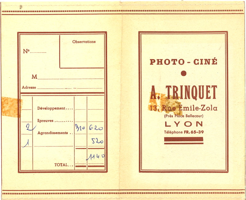 Pochette : A. Trinquet, Lyon98 x 150 mm(NOT0656)
