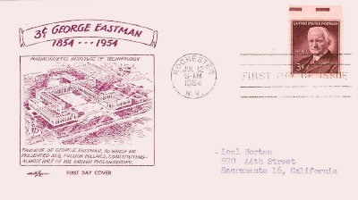 Env. 1er jour : 100 ans de la naissance de George Eastman - 1954(PHI0354)