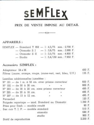 Semflex, tarif(PUB0047)