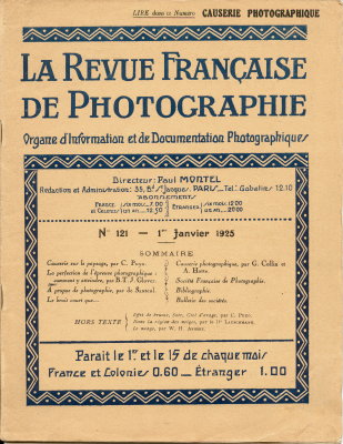 La Revue Française de Photographie, n° 121, 1.1925(REV-PM0121)
