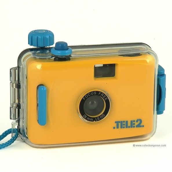 Nom : Tele2
Marque : .TELE2.Fabricant : ?
Publicité : Tele2
Pays : Chine
Date de début : > 1993Date de fin : 0
Type : compact 24x36 étanche (CFFH)
Dimensions, fermé : 120 x 84 x 40 mmOuvert : -
Poids : 144 g (avec dragonne)
Matière : plastiqueCouleur : jaune, bleu
Surf. sensible : film 135Format : 24 x 36 mm
Objectif :
- Nom : Focus FreeType : simple (ménisque ou achromatique)
- Marque : -
- Ouverture : 9Focale : 28 mm
- Fixation : fixeMonture : non interchangeable
Diaphragme :
- Type : fixe
- Ouverture : 9
Obturateur :
- Nom : -Type : rotatif
- Marque : -
- Vitesses : 1/125 sPose : non
- Retardateur : non
- Armement : couplé à l'avance du film
Film, plaque :
- Compte-vues 1 : compteur 36 vues
- Protection 2 expos : oui
- Avancement : molette
Flash :
- Synchro : non
- Flash interne : non
Posemètre :
- Type : sans
- Plage : -
- Automatisme : manuel
Mise au point :
- Type : fixeMinimum : ?
- Télémètre : non
Viseurs :
- Viseur 1 : galilée fixe
Autres :
Porte-acc. 1 : -Porte-acc. 2 : -
Écrou de pied : -
Déc. vertical : -Horizontal : -
Bascule avant : -Arrière : -
Commentaires : Tele2, fournisseur d'accès Internet, puis de téléphonie mobile en 2005, a été créée en 1993.
Cet appareil est étanche jusqu'à 3 m.
Liens web :Sur le site collection-appareils.fr : voir ici
-
Appareil présenté :
N° de série : -
N° objectif : -N° obturateur : -
Accessoires : Dragonne en tissu bleu.
Notice : -
Commentaires :
N° inventaire : APP2783_01
APP2783_01.jpg