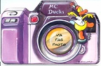 Carte d'anniversaire: Mc Ducks, appareil réflex mauve(CAP0229)
