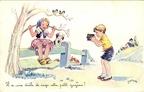 _double_2 enfants, un chien et 2 oiseaux(CAP1085a)