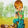 Enfant photographiant 2 écureuils(CAP1316)