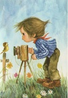 Enfant photographiant un oiseau(CAP1408)