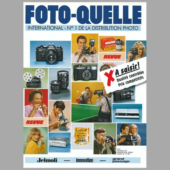 Marque : FOTO-QUELLE
Date : 1983
Pays : SuisseLangue : français
Référence : 834
Format : XXXPoids : XXX
Pages : 68
Table des matières :
-
Pages du catalogue : -
Commentaires : Catalogue Jelmoli - Innovation - Grand Passage
Liens web : -
N° inventaire : CAT0080_01
CAT0080_01.jpg