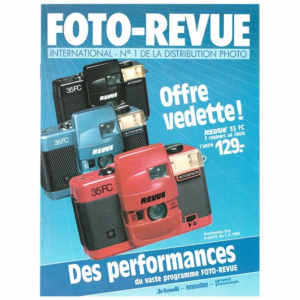 Marque : FOTO-QUELLE
Date : 1984
Pays : SuisseLangue : français
Référence : -
Format : XXXPoids : XXX
Pages : 12
Table des matières :
-
Pages du catalogue : -
Commentaires : Catalogue Jelmoli - Innovation - Grand Passage
Liens web : -
N° inventaire : CAT0081_01
CAT0081_01.jpg