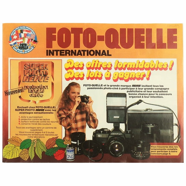 Marque : FOTO-QUELLE
Date : 1980
Pays : FranceLangue : français
Référence : -
Format : 297 x 229 mmPoids : XXX
Pages : 8
Table des matières :
-
Pages du catalogue : -
Commentaires : -
Liens web : -
N° inventaire : CAT0099_01
CAT0099_01.jpg