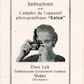 Instructions pour l'emploi du Leica (Leitz) - 1929(CAT0115)