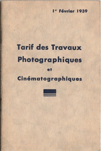 Tarifs des travaux (Kodak) - 1939(CAT0248)