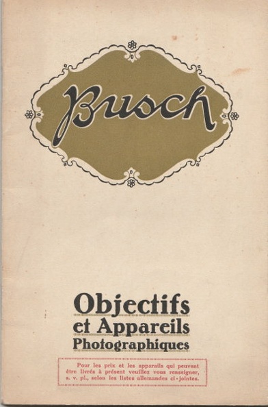 Objectifs et appareils (Busch) - 1913(CAT0346)