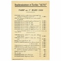 Tarif au 1er mars 1950 (Alva) - 1950<br />(CAT0502)