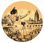 Badge: Femme photographiant une ville(GAD0615)