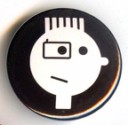 Badge : Lomography, tête N&B avec un appareil(GAD0869)