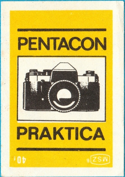 Étiquette de boîte d'allumettes : Pentacon, Praktica
GAD1307
-
Fabricant : MSZMarque : Pentacon
Date : ~1970
Pays : Hongrie
Dimensions : 35x50mm
Commentaires :
- Étiquette pour une boîte de 40 allumettes
GAD1307_01.jpg