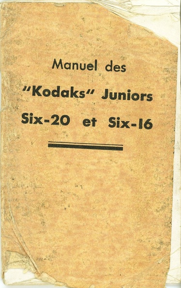 Notice : Kodaks Juniors Six-20 et Six-16 (Kodak)
MAN0547
-
Appareil : Kodak Junior Six-20 et Six-16
Marque : Kodak-Pathé S.A.F.
Date : ~1935
Langues : français
Réf. notice : 2347
Pages : 40 + 4 ; Format : 75 x 119 mm
Commentaires :
Quelques pages de la notice :
Appareils de la collection :
MAN0547_01.jpg