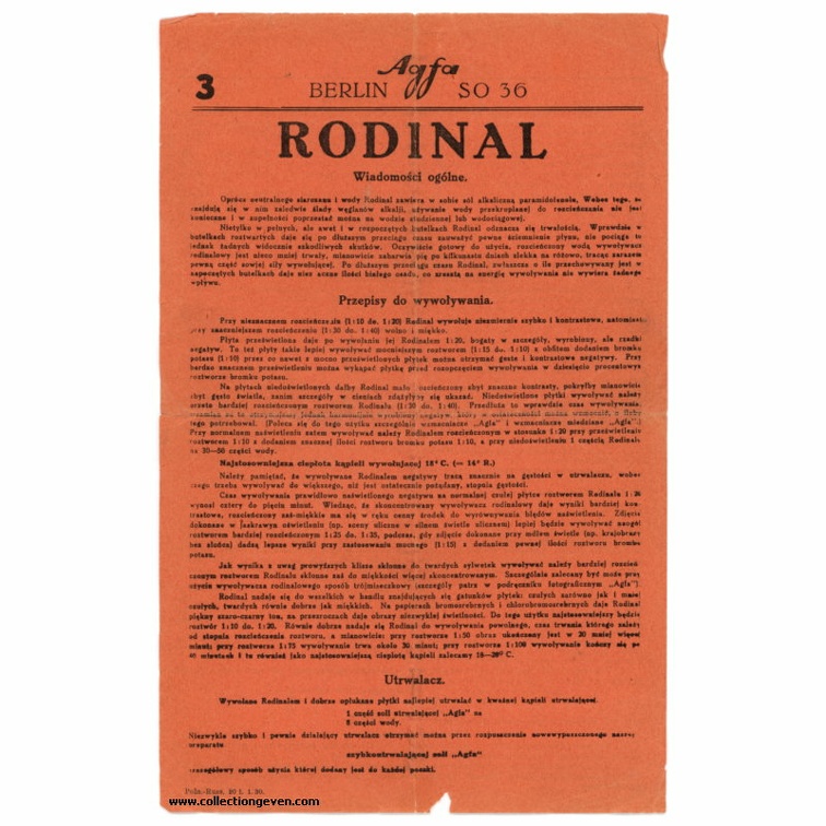Notice : Rodinal (Agfa)(MAN0757)
