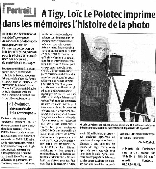 Article : Exposition de Loïc Le Polotec, Tigy - 2006(NOT0066)