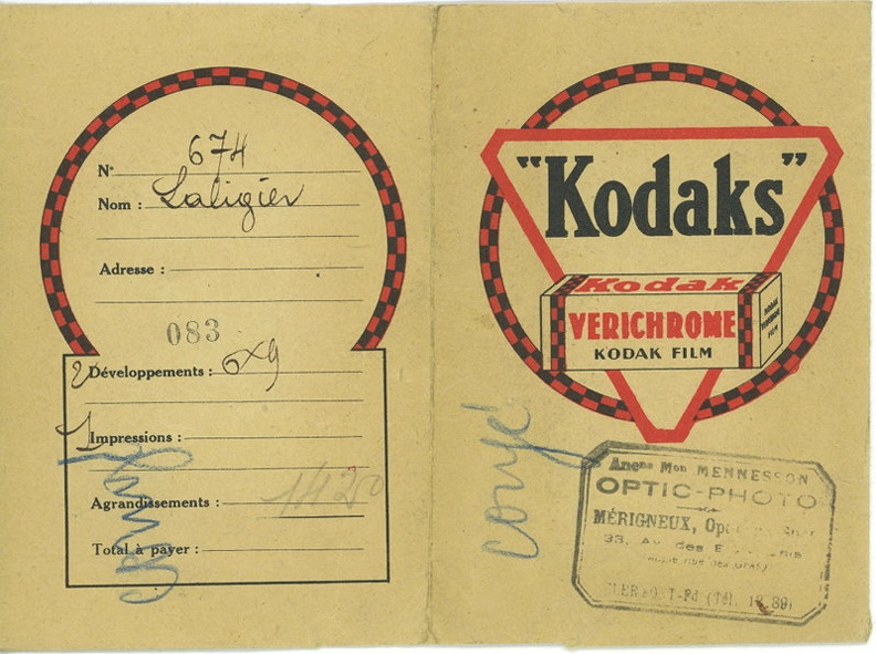 Pochette : Kodaks Verichrome(Optic-Photo, Mérigneux)(NOT0636)