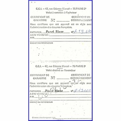 Certificat de garantie : Pearl River-4(NOT0669)