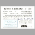 Certificat de douane : Werra 1C<br />(NOT0761)