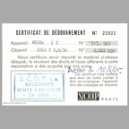 Certificat de douane : Werra 1C(NOT0761)
