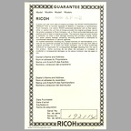 Certificat de garantie : AF-2 (Ricoh) - 1981(NOT0764)