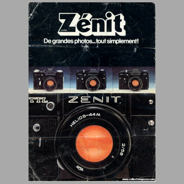 Ce dépliant de 6 pages donne un aperçu d'appareils russes (Lomo, KMZ), des objectifs et des accessoires. Ces appareils étaient distribués par Comix.
Marque : KMZ, LOMO
Date : 9999
Pays : FranceLangue : français
Type : dépliant
Format : 210 x 297 mmPoids : 25 g
Pages : 6
Référence : -
Table des matières : Appareils
- Zenit TTL.
- Zenit EM.
- Zenit E.
- Lubitel 166B.
- Siluet Electro.
- Cosmic Symbol.
Accessoires
- Caméras Lomo 215 et 219.
- Projecteur Volna 3.
- Projecteur Etude.
- Posemètre Leningrad 4.
- Jumelles.
- Objectifs.
Commentaires : -
Liens web : -
N° inventaire : PUB0037_01
PUB0037_01.jpg