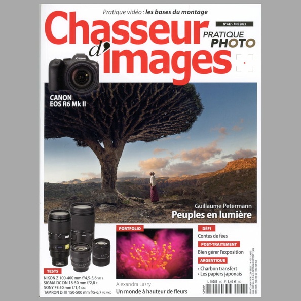 Éditeur : JibenaISSN : 0396-8235
Date : 4 2023Numéro : 447
Pays : FranceLangue : français
Format : 210 x 280 mmPoids : 284 g
Pages : 116
ISSN : 0396-8235
Table des matières : • L'actu : .
• Exporama.
• Festirama.
• Livres.
• Portrait : Thomas Boivin, Rouen.
• Portrait : Alexandra Lasry, un monde à hauteur de fleurs.
• Portrait : Guillaume Petermann, peuples en lumière.
• Défi : contes de fée.
• Pratique vidéo : lees bases du montage.
• Test hybride : Canon EOS R6 Mark II.
• Objectifs.
• Accessoires : disques durs de poche.
• Pratique logicielle : post-traitement, comment bien gérer l'exposition.
• Argentique : charbon transfert, .
• Argentique : papiers japonais, .
• La critique photo.
Publicités : -
Commentaires : -
Liens web : Le site de Chasseur d'images : voir ici.
N° inventaire : REV-CI0447
REV-CI0447.jpg