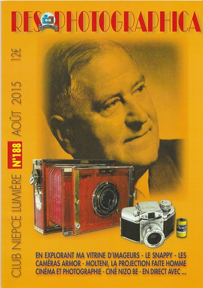 N° 188 de 8.2015
Table des matières:
- Le cinématographe a cent vingt ans
- En explorant ma vitrine d'imageurs (K.E. Riess): Nettel, Ikonta, Contessa...
- Exakta miniature? Non, Snappy (A. Jules)
- Les caméras Armor (D. Auzeloux): Gaston Grenier
- Molteni, la projection faite homme (P. Guérin)
- Cinéma et photographie (G. Bandelier)
- Ciné Nizo 8E (J. Charrat)
Pages: 36
REV-NL0188.jpg