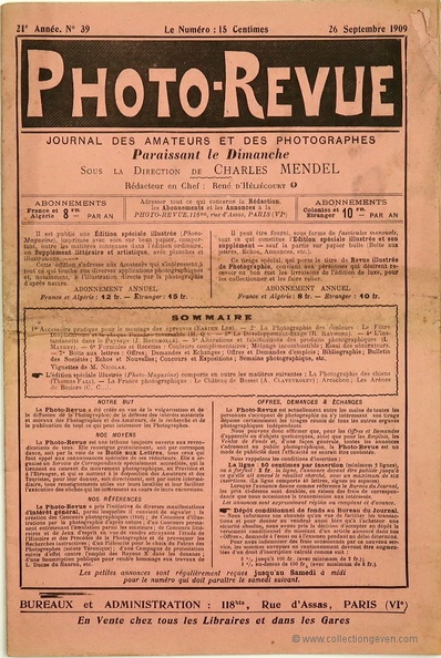 Photo-Revue, n° 39, 26.9.1909(REV-PR1909-39 0a)