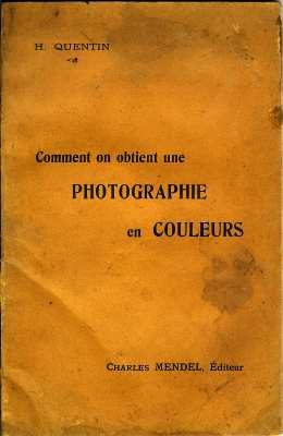 BIB0596
-
Titre: -
Auteur: Quentin (H.)
Édition: - Collection: -
Date: -
Pays: - Langue: -
Table des matières:
- Procédés trichromes
-- la pynatipie
-- procédés par imbibition
-- procédés au charbon
- Méthodes par réseaux polychromes
- Procédé par dispersion spectrale
-- appareil de Chéron
Commentaires: -
Pages: - Format: -
Reliure: -
ISBN: -
BIB0596.jpg