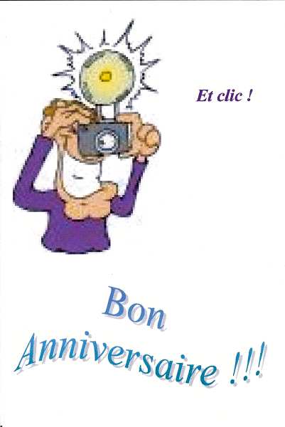 Carte d'anniversaire: "Et clic", photographes et appareils(CAP0259)