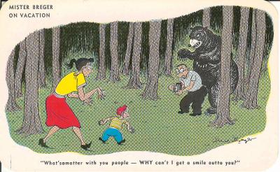 Famille en forêt surprise par un ours(CAP0503)