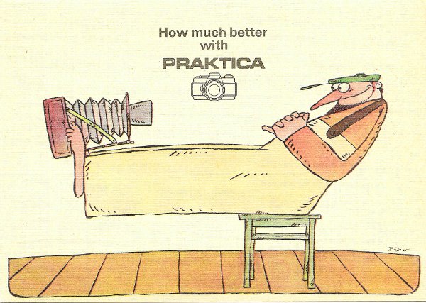 « How much better with Praktica » (homme allongé)(CAP1031)