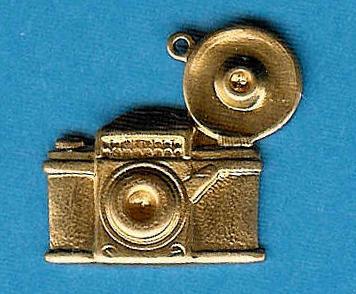 Pendentif : appareil réflex avec flash (bronze)(GAD0688)